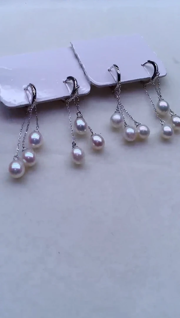 银S925镶嵌淡水珍珠耳饰多样性发其一，非无暇