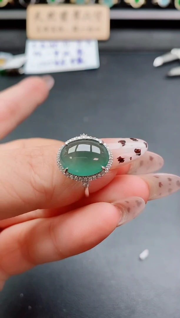 银S925镶嵌戒指翡翠1