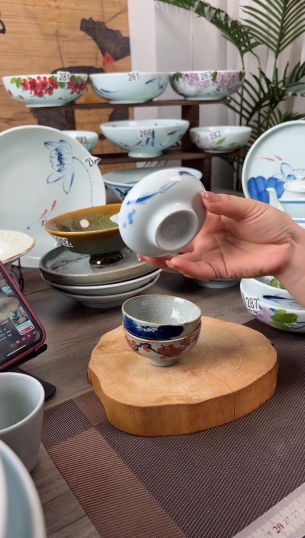 明舟用****6微瑕画鱼3寸品茗杯（两只装）