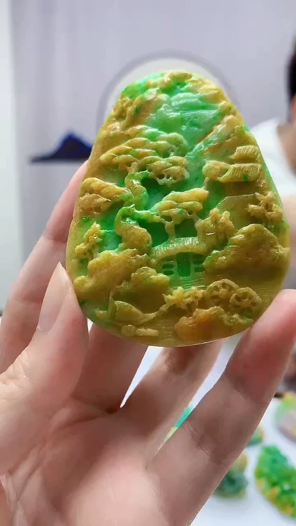 定制翡翠未镶嵌4868zm-毛货挂件山水118