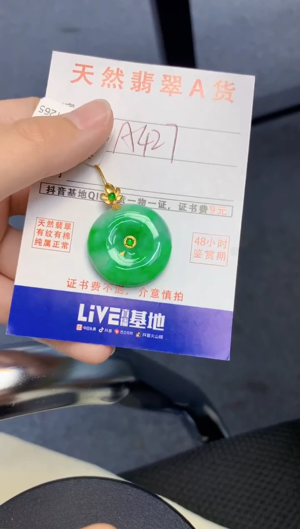 颈饰18K金镶嵌翡翠天然缅甸A货翡翠百元以上9元证书费自理