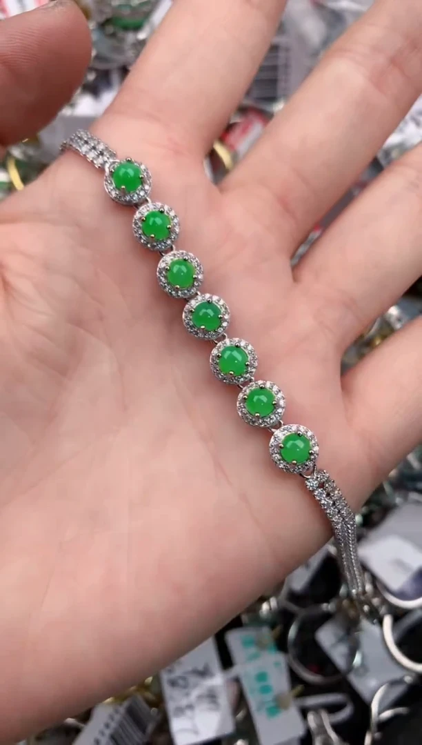 银S925镶嵌戒指翡翠444              6