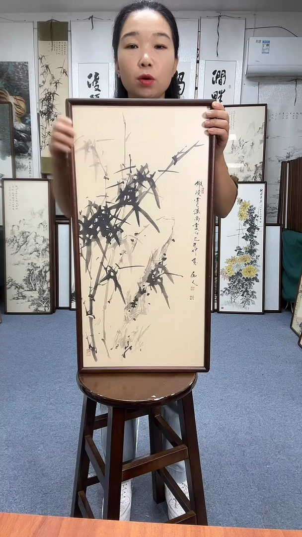 国画35*68实木画框京东包邮手绘