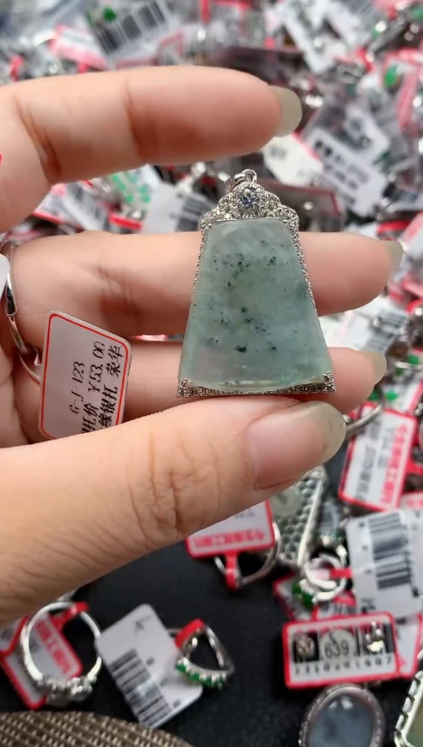 银S925镶嵌戒指翡翠天然A货缅甸翡翠