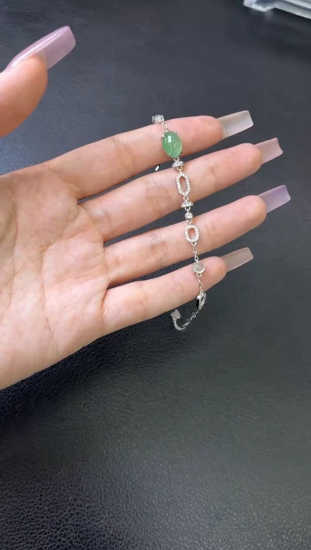 银S925镶嵌手链翡翠手链