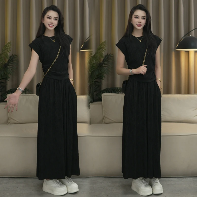 上衣+半身裙/夏季新款休闲套装女简约洋气宽松气质显瘦两件套Z