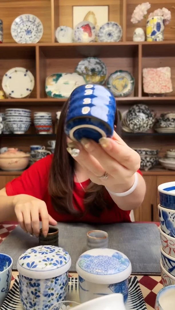 瓷片蓝志野 小酒杯