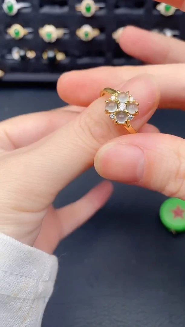 银S925镶嵌戒指翡翠天然a货翡翠55