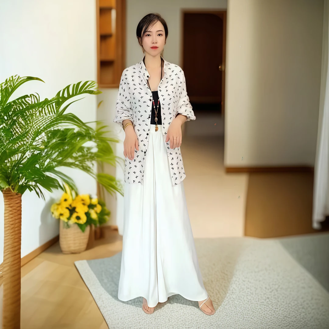 气质时尚优雅休闲法式设计师飘逸轻奢衬衫832(黑花)