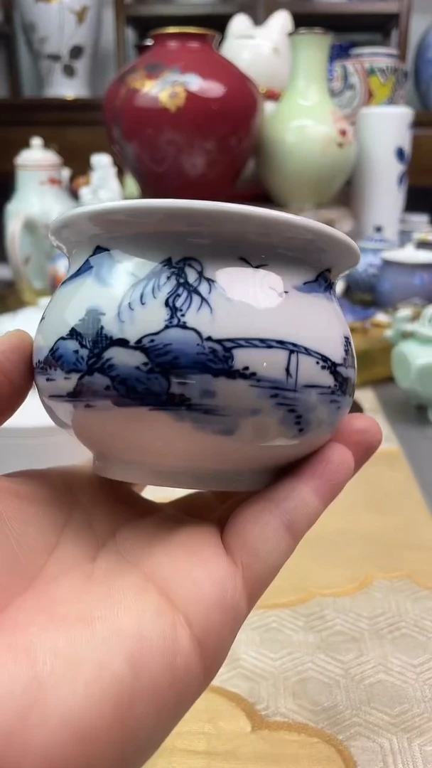 【闪购商品】盘日产青花建水一一