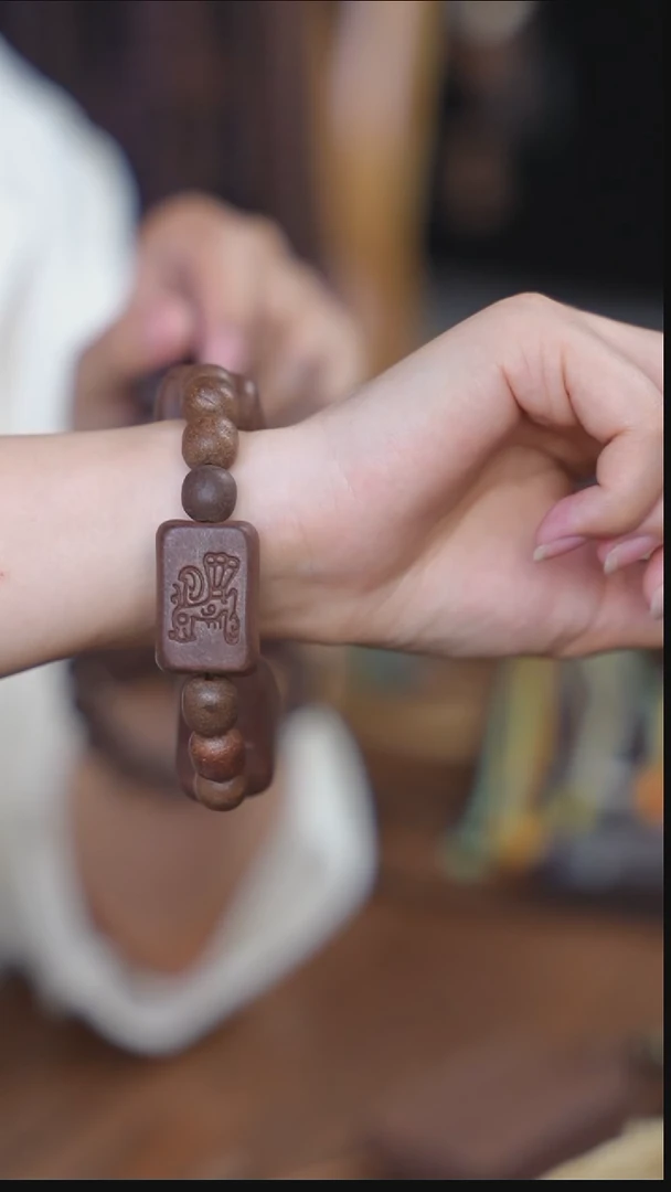 泥塑念慈鱼鸟纹方珠四颗隔珠款（默认一鱼二鸟）