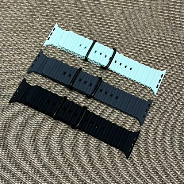 黑扣海洋适用苹果手表带Applewatch简约运动watch10柔软舒适表带