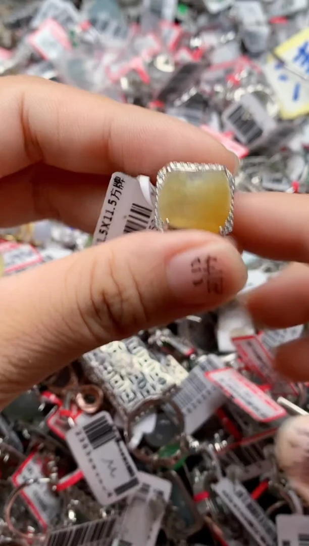 银S925镶嵌戒指翡翠天然A货缅甸翡翠