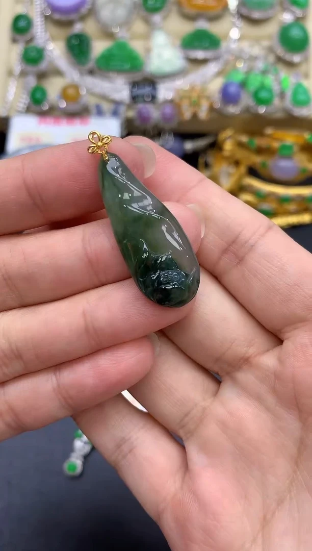 颈饰18K金镶嵌翡翠359-中国好珍宝