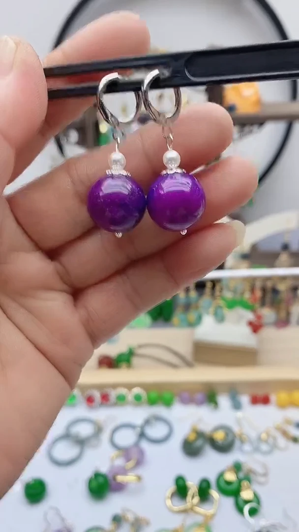 银S925镶嵌苏纪石（舒俱来）耳饰71