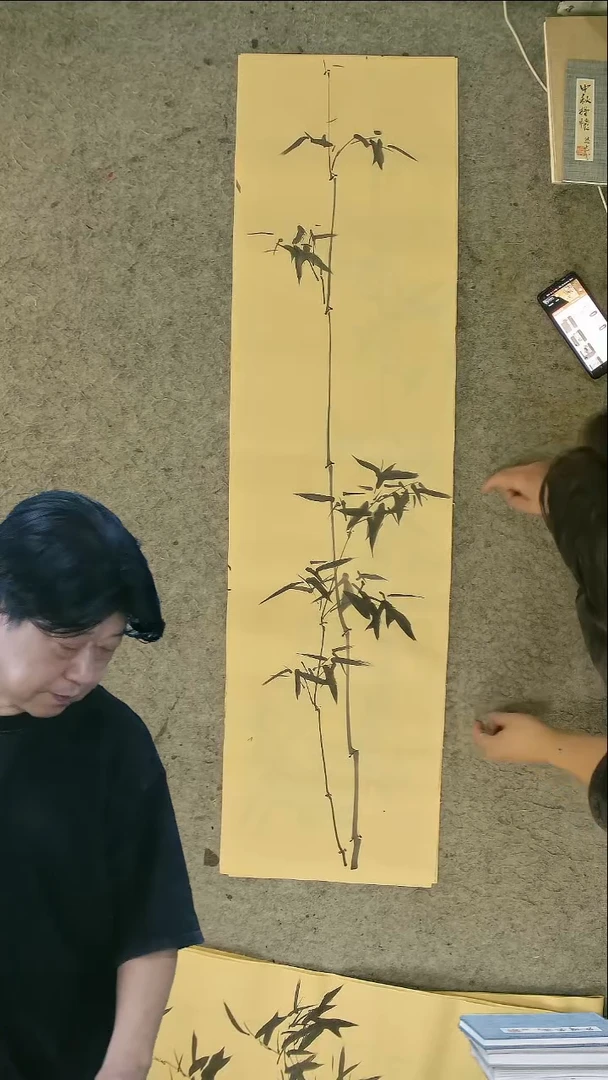 国画四尺对开  墨竹条屏 34*138cm