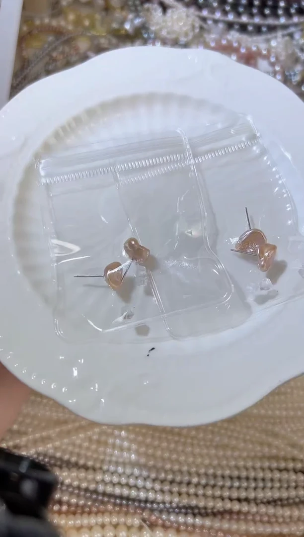 银S925镶嵌耳饰淡水珍珠a16
