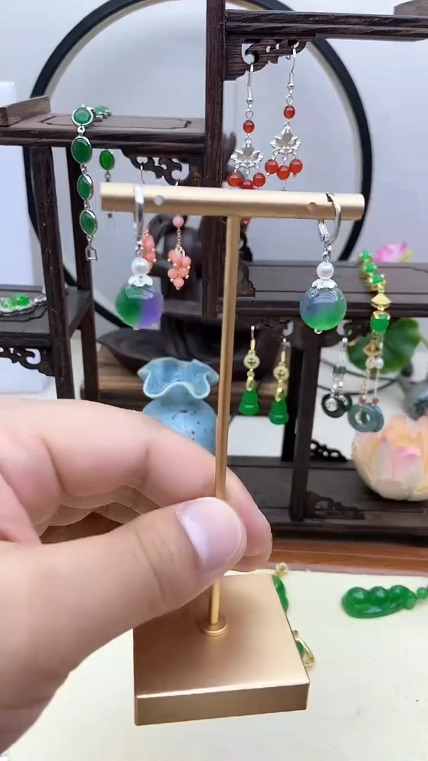 翡翠银S925镶嵌耳饰65号