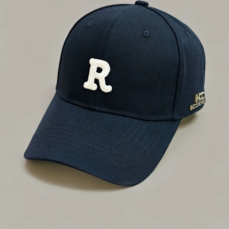 帽冠礼黑色帽子男棒球帽帽檐鸭舌帽秋冬百搭加大儿童刺绣R的帽子