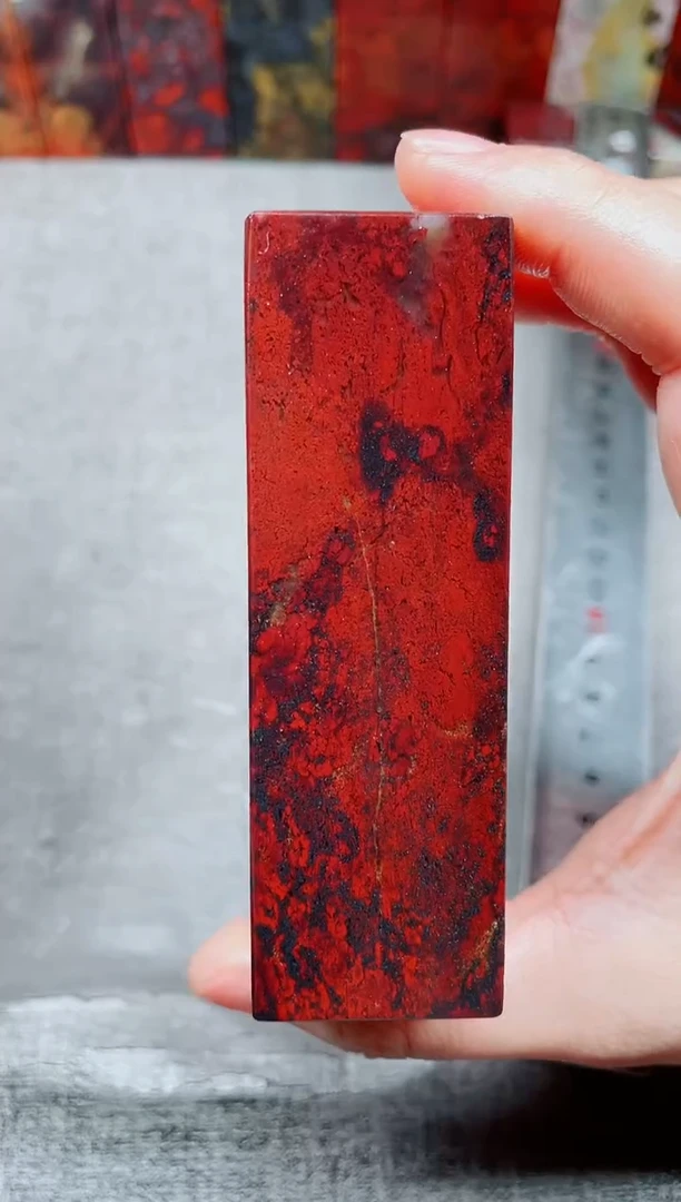 玉桂林鸡血玉素章3.0左右红34