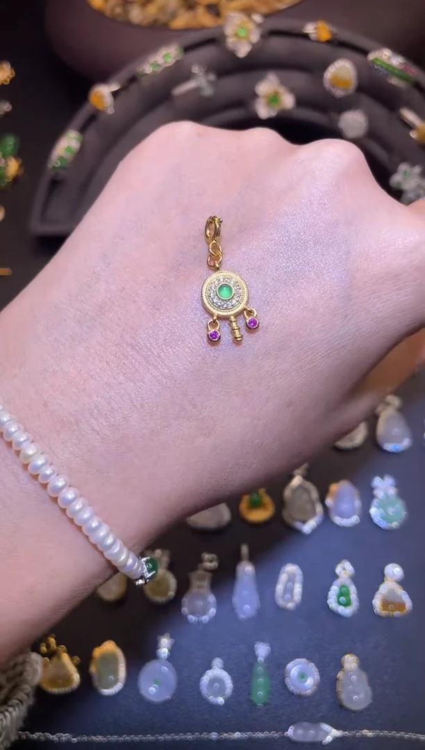 吊坠(不含链)银S925镶嵌翡翠1