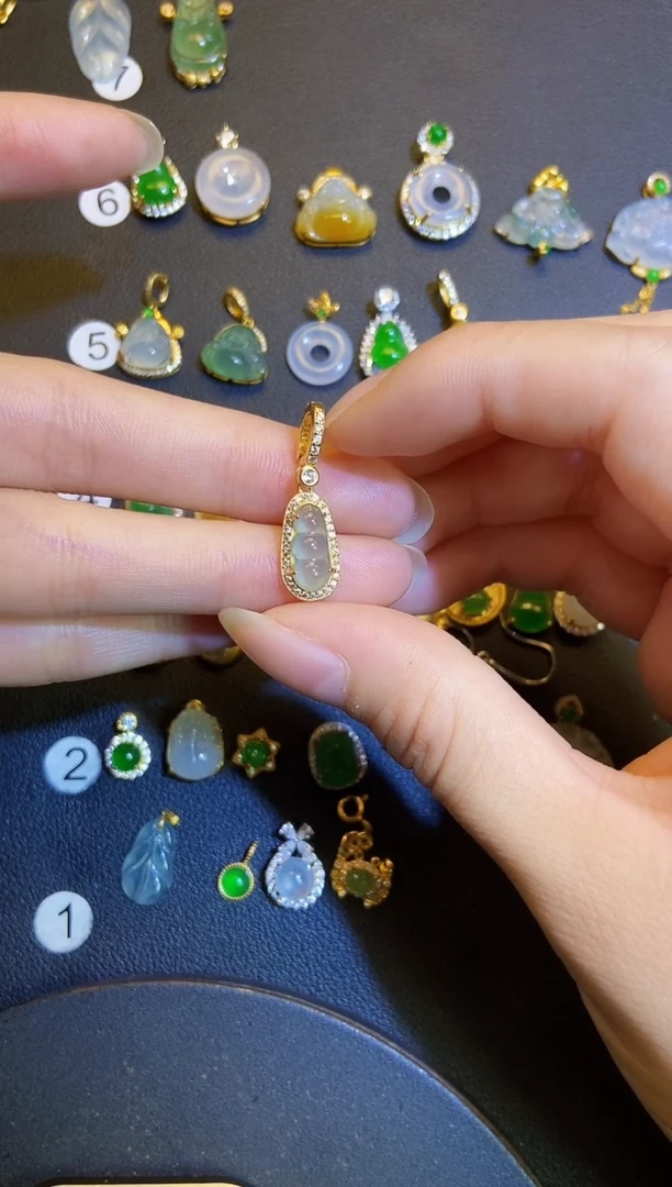 吊坠(不含链)银S925镶嵌翡翠1