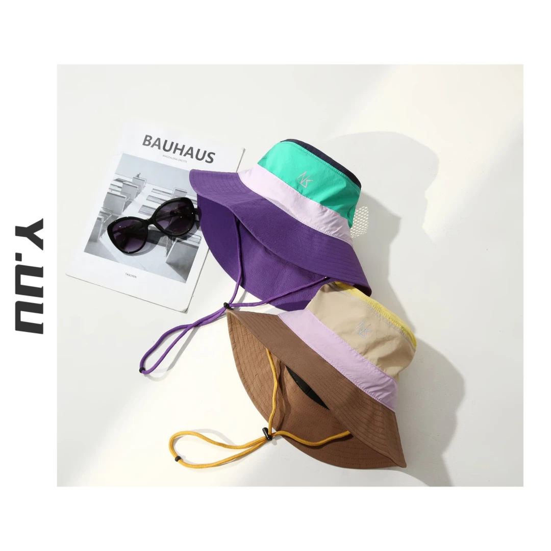 【虞UU】撞色渔夫帽！夏季户外山系日单百搭防紫外线拼色运动防晒帽