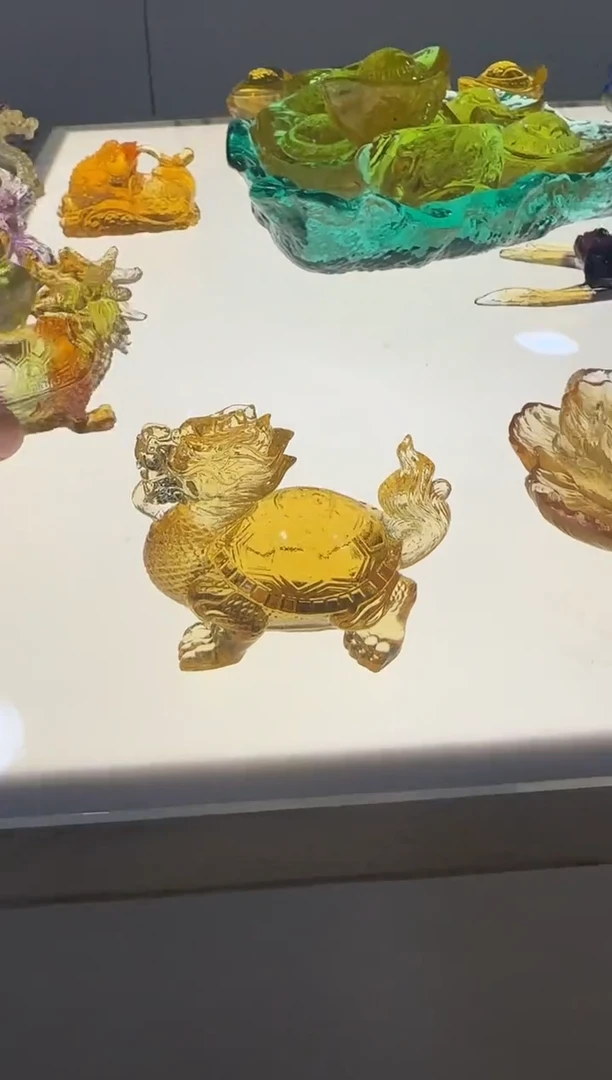 手工艺品琉璃金色龙龟