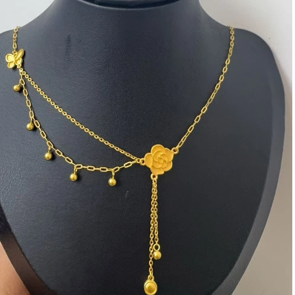 金囍库时尚黄金足金精品工艺蝴蝶玫瑰蹦迪珠精美