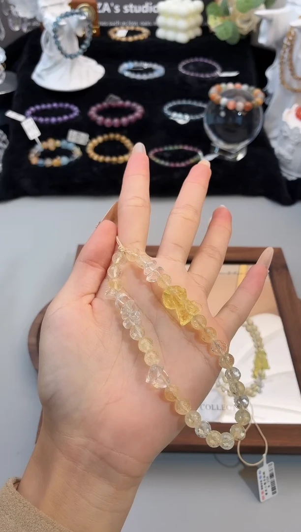 未镶嵌手链水晶黄水晶小熊手机链