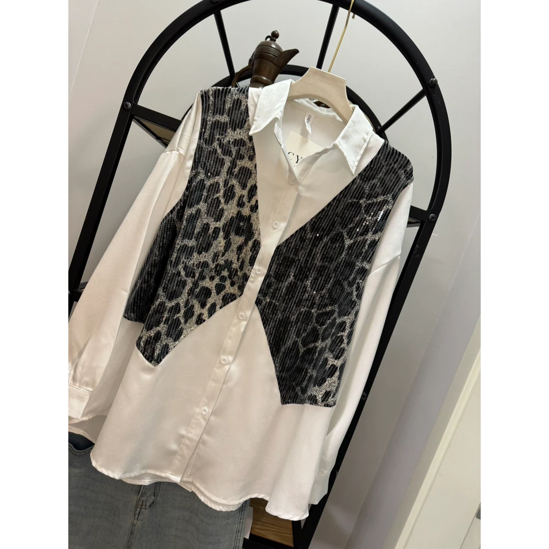 女款春秋长袖宽松大码衬衫