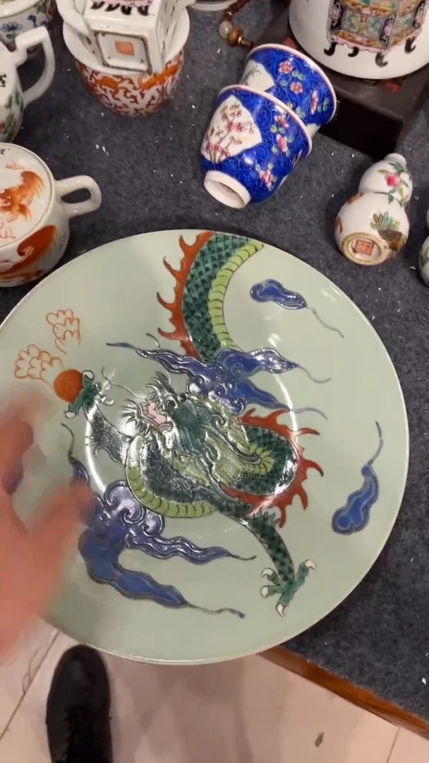 摆件瓷摆件瓷摆件龙盘子