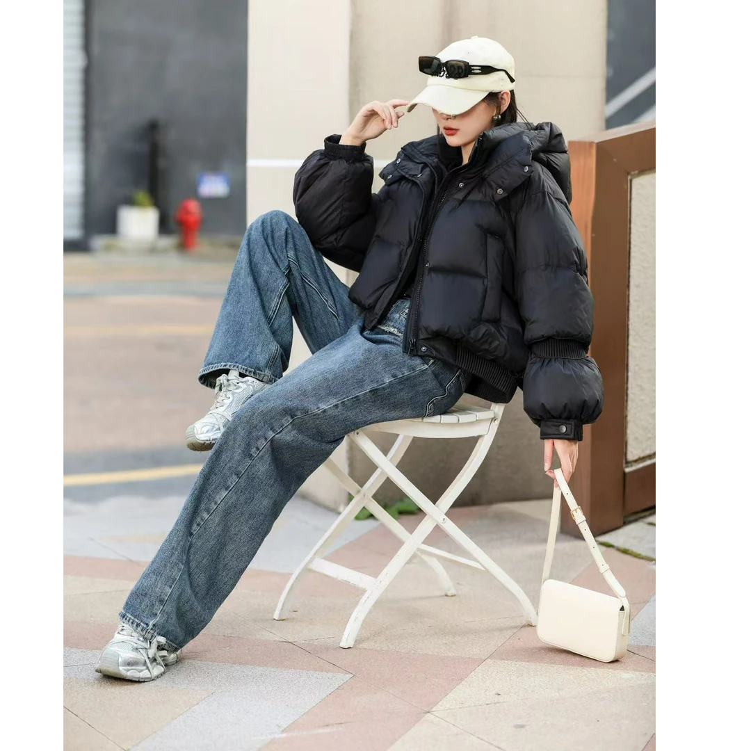 2025新款面包秋冬牛仔短款羽绒服ins百搭外套时尚宽松小个子休闲