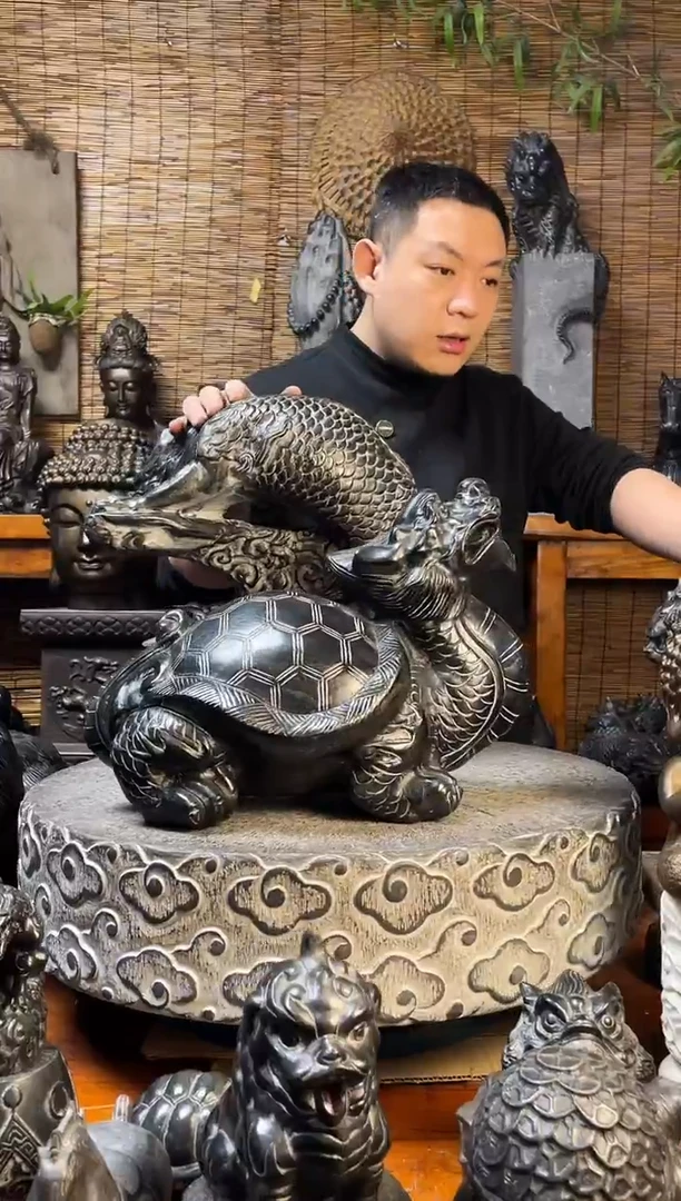 石材40龙龟天然青石雕刻