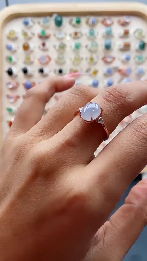 【闪购商品】翡翠戒指银S925镶嵌缅甸天然A货翡翠222  3+10