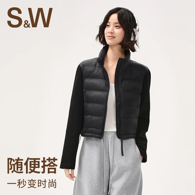 【XX严选服饰】秋冬女款立领拼接棉服运动休闲轻盈短款时尚外套1124