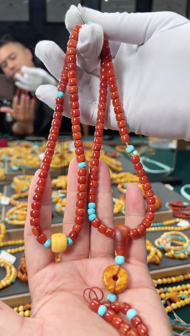 【闪购商品】南红玛瑙项链18K金镶嵌南红项链108