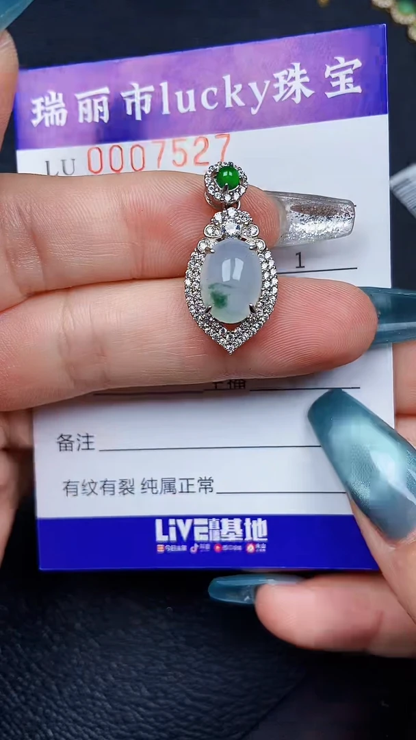颈饰银S925镶嵌翡翠7527