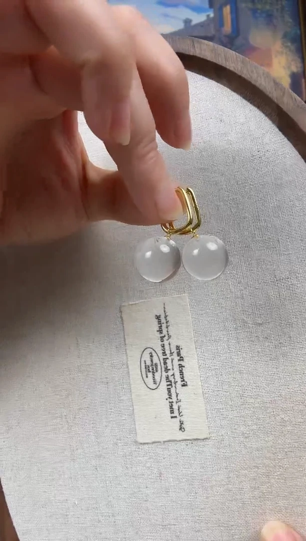 18K金镶嵌耳环水晶纯天然水晶耳环