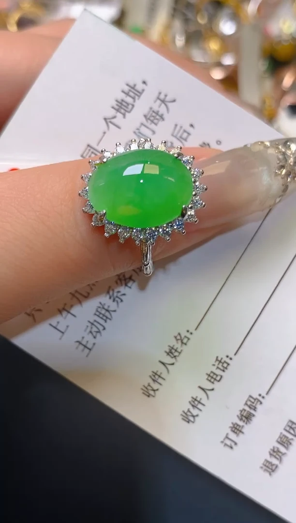 【闪购商品】翡翠耳饰银S925镶嵌天然A货翡翠1