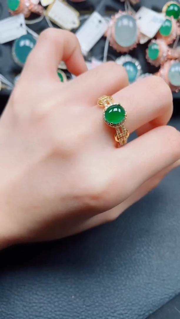 银S925镶嵌戒指翡翠翡翠