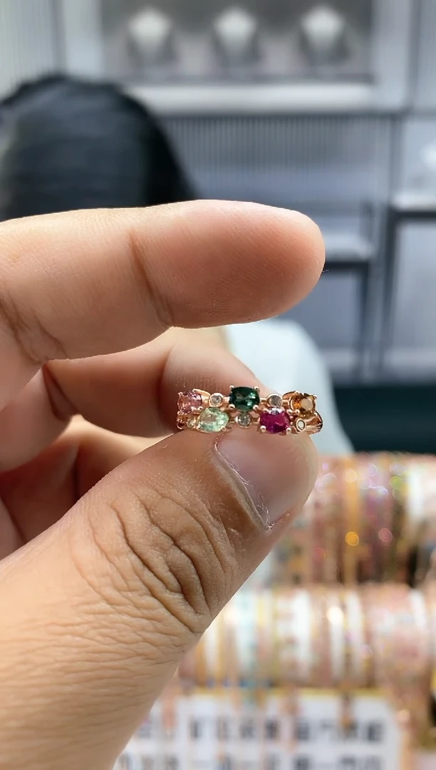 银S925镶嵌戒指碧玺5115651565665