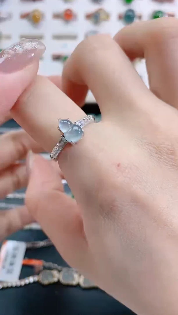 银S925镶嵌戒指翡翠天然翡翠