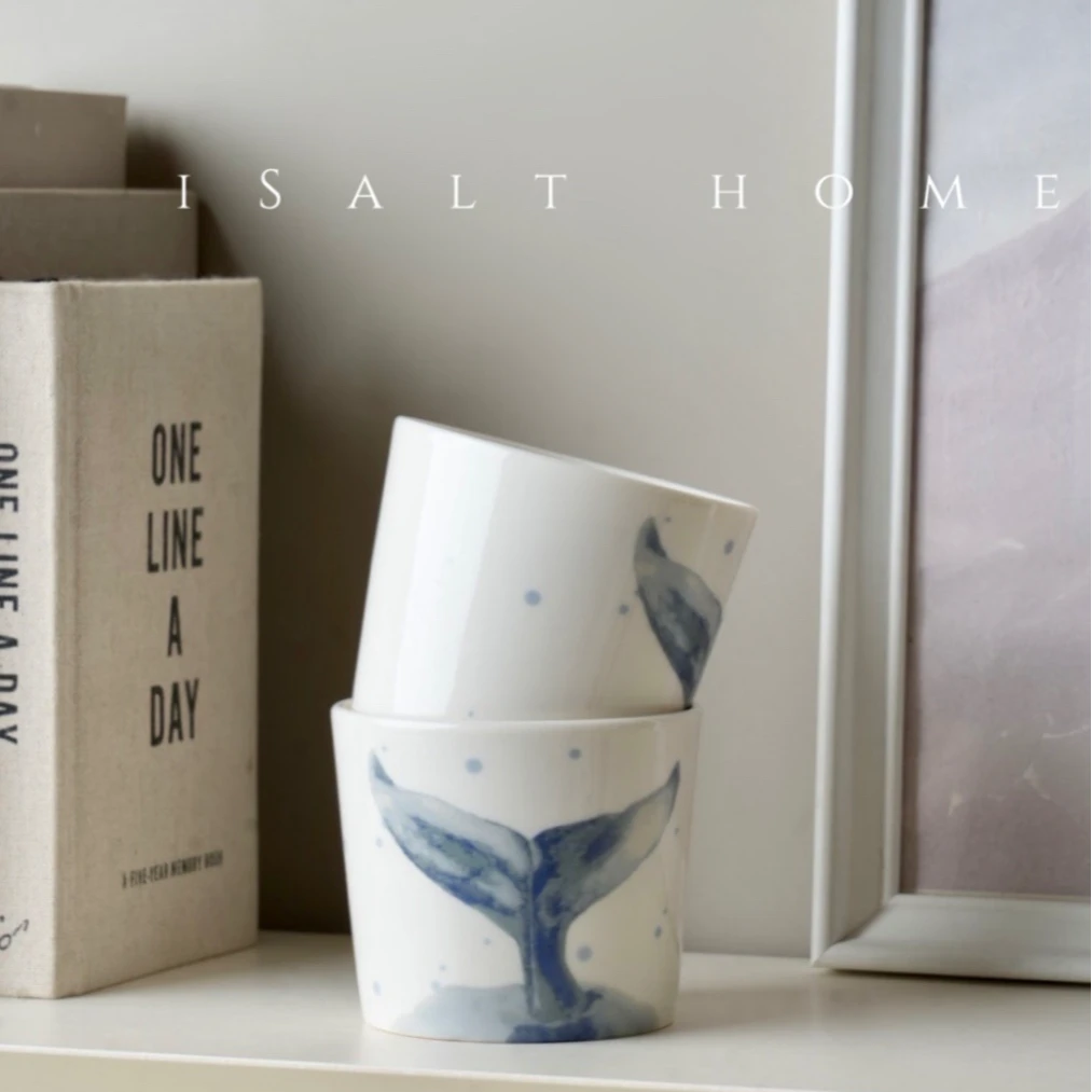 可爱陶瓷手绘咖啡杯手握杯猪口杯创意高级感个性茶杯拉花杯下午茶