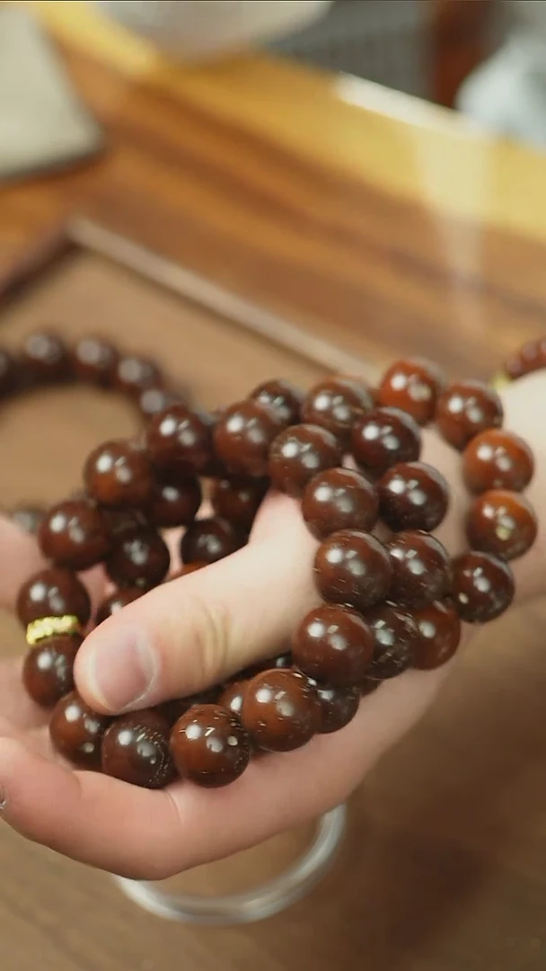 【闪购商品】紫金鼠手串咖皮正圆光珠16+