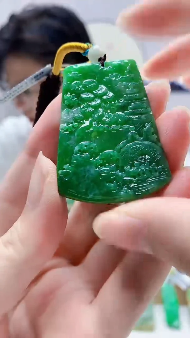 未镶嵌定制翡翠4688zm-毛货挂件38山水
