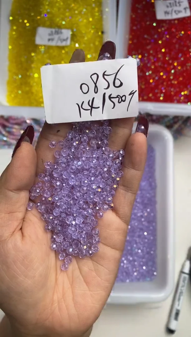 玻璃0856卡4扁水晶500颗ab真紫色