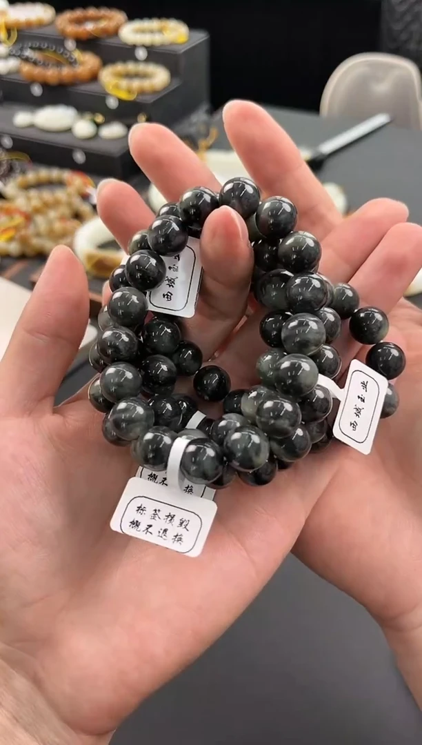 手串未镶嵌和田玉若羌青花手串卡12微色差多样性发其一