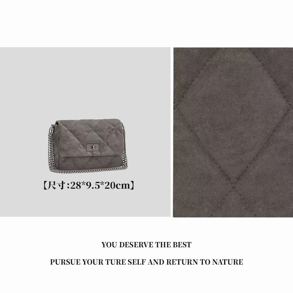【特特甄选】ZT-D8063-鹿皮灰潮流时尚女士网红轻奢小众百搭单肩ins