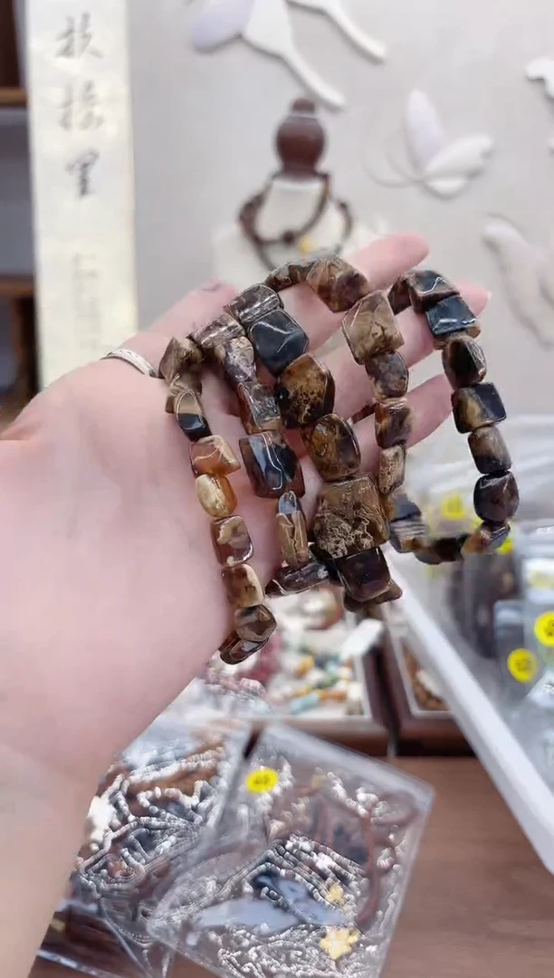 手链琥珀未镶嵌L175溶洞随型单圈